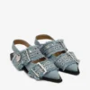 Feminine Buckle Ballerinas in Denim with Charms