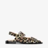 Feminine Buckle Ballerinas in Leopard Satin