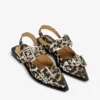Feminine Buckle Ballerinas in Leopard Satin