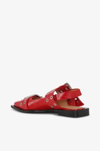 Feminine Buckle Ballerinas in Red