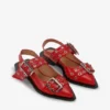 Feminine Buckle Ballerinas in Red