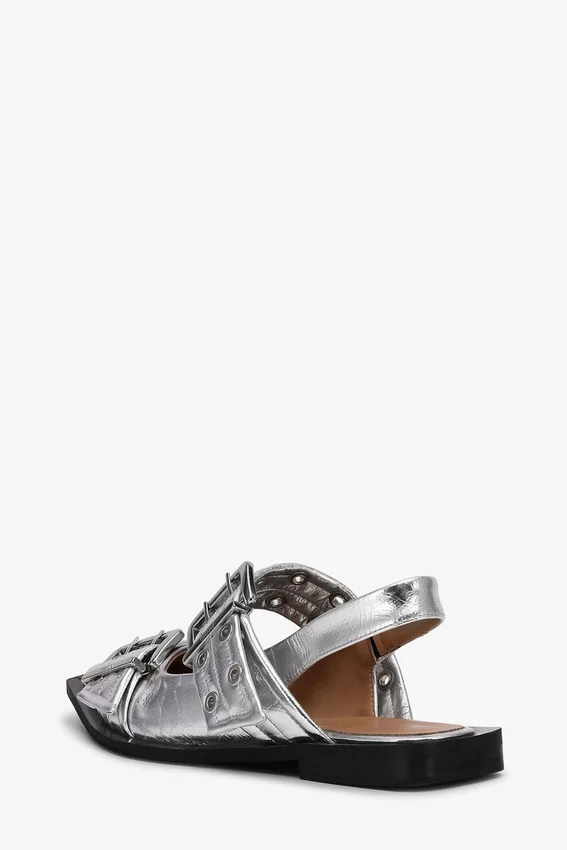 Feminine Buckle Ballerinas in Silver Feminine Buckle Ballerinas in Silver