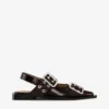 Feminine Buckle Ballerinas in Snake Burgundy