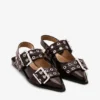 Feminine Buckle Ballerinas in Snake Burgundy