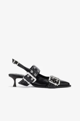 Feminine Buckle Heels in Black