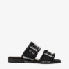 Feminine Buckle Two-Strap Sandals in Black