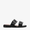 Feminine Buckle Two-Strap Sandals in Black Feminine Buckle Two-Strap Sandals in Black