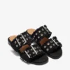 Feminine Buckle Two-Strap Sandals in Black