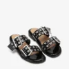 Feminine Buckle Two-Strap Sandals in Black Feminine Buckle Two-Strap Sandals in Black