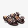 Feminine Buckle Two-Strap Sandals in Burgundy