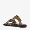 Feminine Buckle Two-Strap Sandals in Leopard Denim