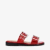 Feminine Buckle Two-Strap Sandals in Red