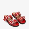Feminine Buckle Two-Strap Sandals in Red