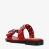 Feminine Buckle Two-Strap Sandals in Red