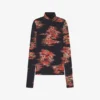 Floral Jersey Turtleneck