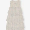 Floral Printed Pleated Georgette Strap Smock Midi Dress