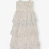 Floral Printed Pleated Georgette Strap Smock Midi Dress