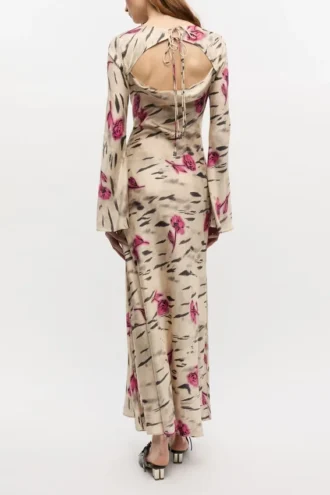 Floral Satin Maxi Dress