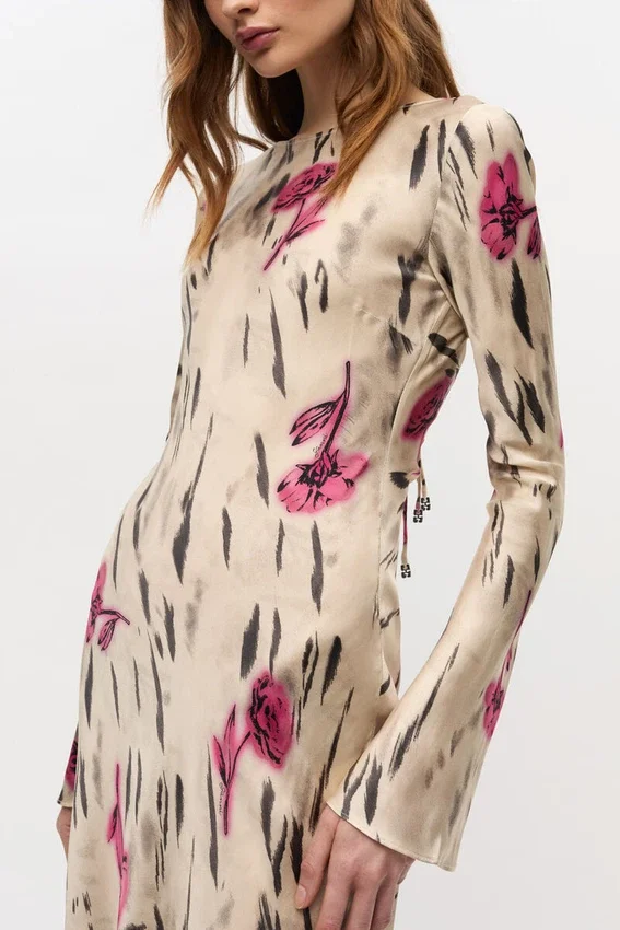 Floral Satin Maxi Dress Floral Satin Maxi Dress