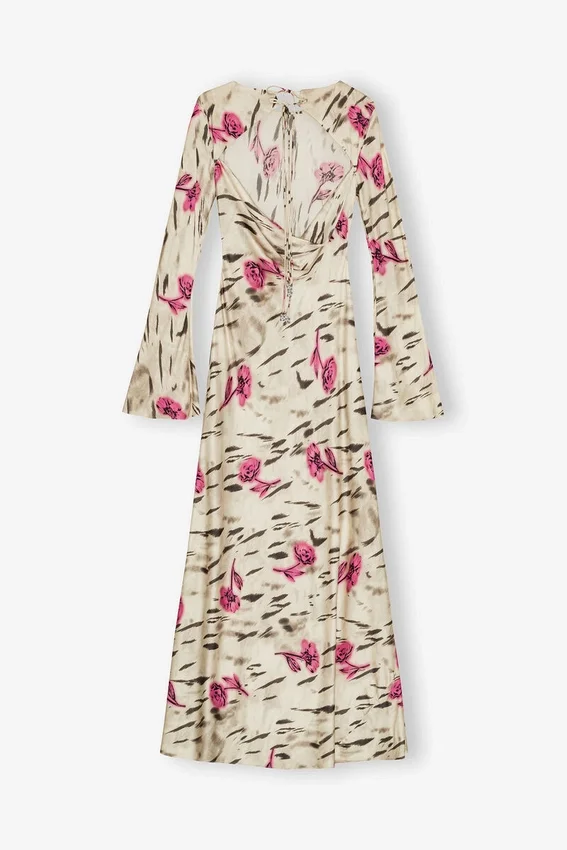 Floral Satin Maxi Dress Floral Satin Maxi Dress