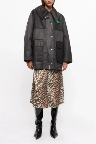 GANNI x Barbour Waxed Duffle Coat