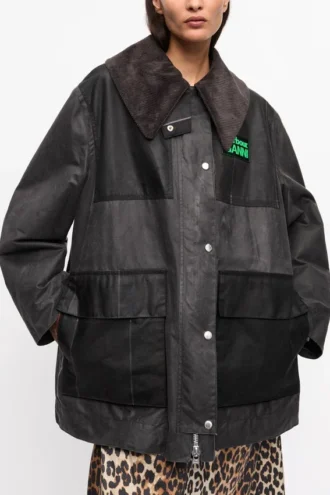 GANNI x Barbour Waxed Duffle Coat