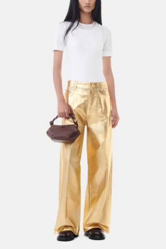 Gold Foil Wide Jeans