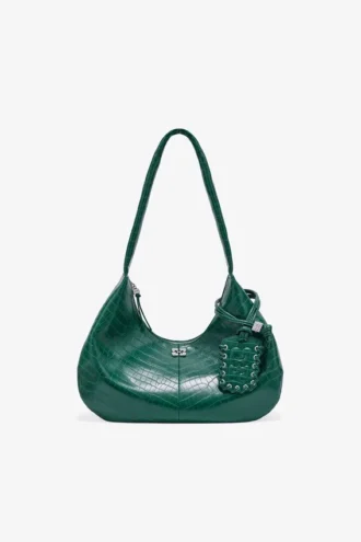 Green Croco Medium Hobo Bag