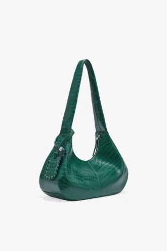 Green Croco Medium Hobo Bag