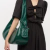 Green Croco Medium Hobo Bag
