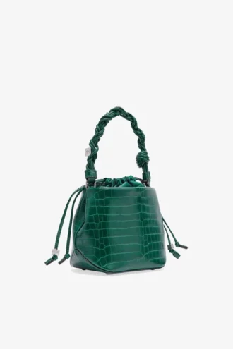 Green Patent Croco Bou Bucket Bag