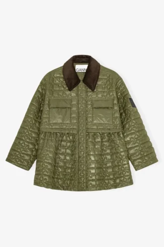 Green Quilt Midi Jacket