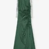 Green Satin Gathered Dress Green Satin Gathered Dress