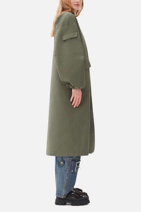 Green Tech Seersucker Oversized Shell Coat Green Tech Seersucker Oversized Shell Coat