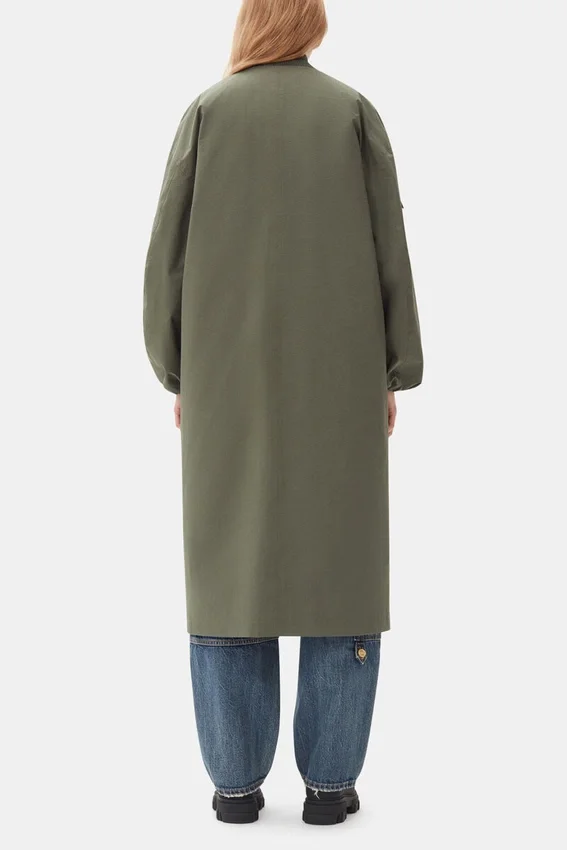 Green Tech Seersucker Oversized Shell Coat Green Tech Seersucker Oversized Shell Coat