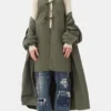 Green Tech Seersucker Oversized Shell Coat Green Tech Seersucker Oversized Shell Coat
