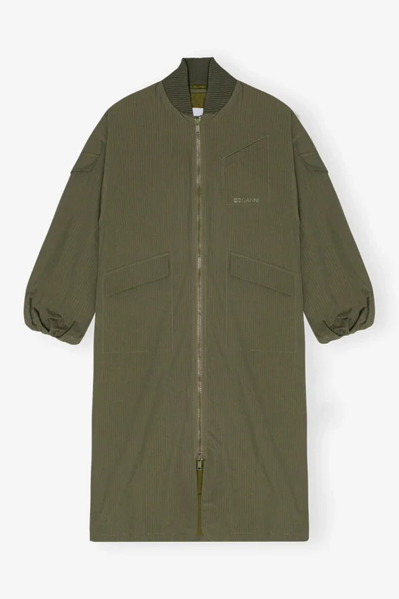 Green Tech Seersucker Oversized Shell Coat Green Tech Seersucker Oversized Shell Coat