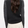 Grey and Black Cashmere Mix Tie String Cardigan Grey and Black Cashmere Mix Tie String Cardigan