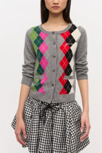 Grey Check Cardigan