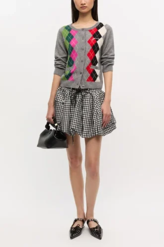 Grey Check Cardigan
