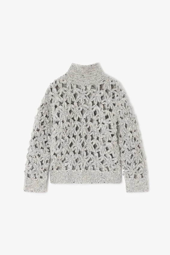 Grey Flower Crochet Sweater Grey Flower Crochet Sweater