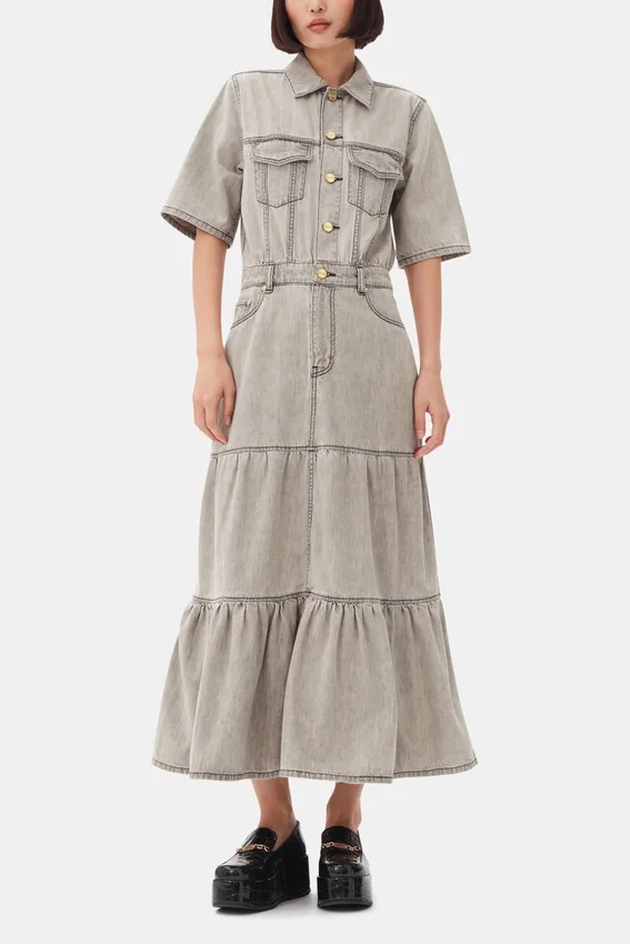 Grey Future Long Denim Dress Grey Future Long Denim Dress