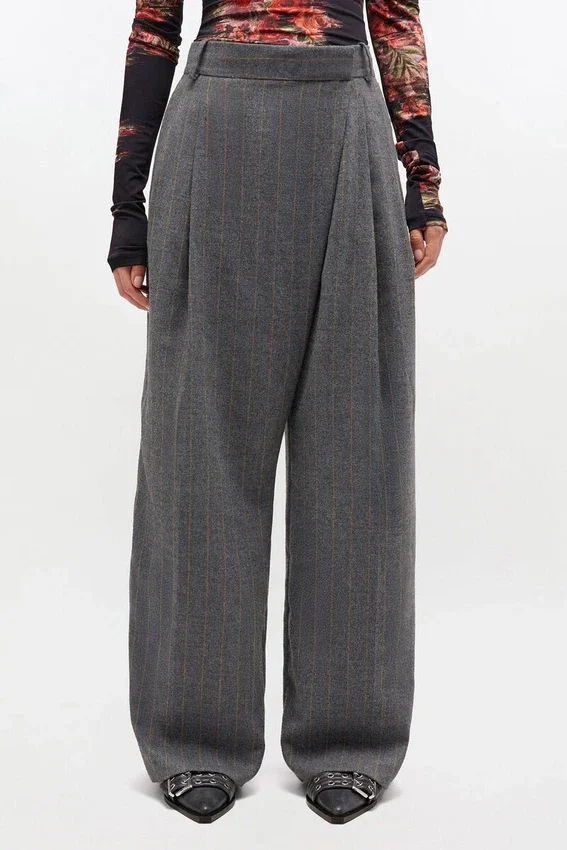 Grey Stripe Cross-over Pants Grey Stripe Cross-over Pants