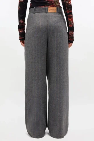 Grey Stripe Cross-over Pants