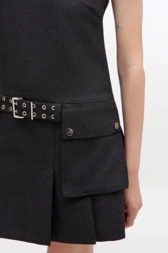 grey wool mini dress 2 330x495 - Grey Wool Mini Dress