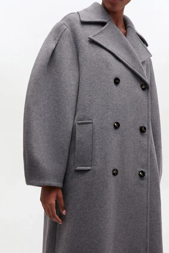 Grey Wool Oversized Long Peacoat Grey Wool Oversized Long Peacoat