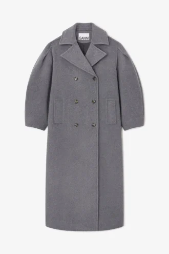 Grey Wool Oversized Long Peacoat