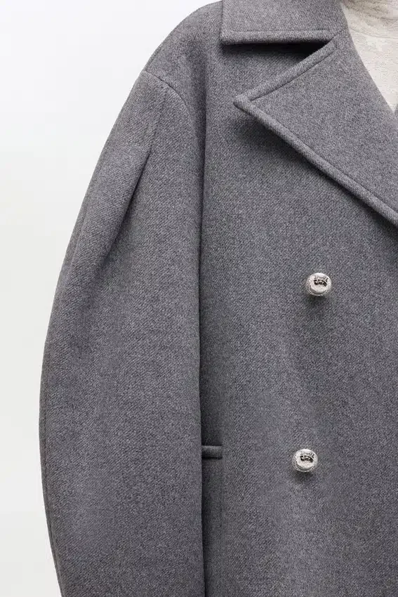 Grey Wool Oversized Midi Peacoat Grey Wool Oversized Midi Peacoat
