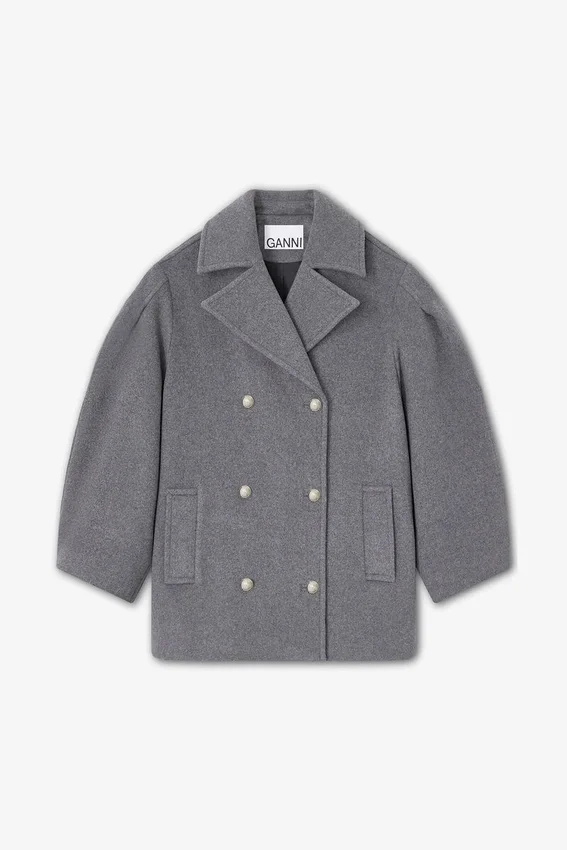 Grey Wool Oversized Midi Peacoat Grey Wool Oversized Midi Peacoat