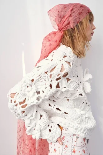 Hand Crochet Crewneck in White